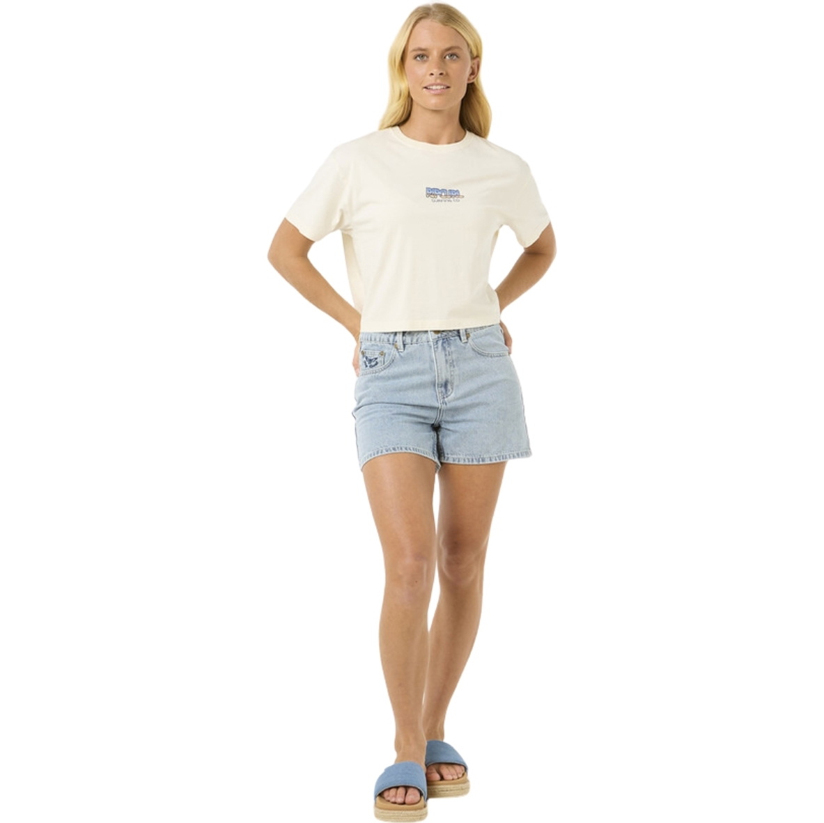 Rip Curl Frauen 2025 Sonne & Meer Crop Tee 0FBWTE - Bone